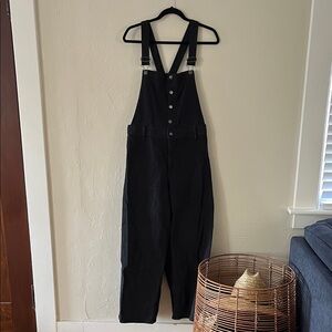 Black Wide Leg Overalls